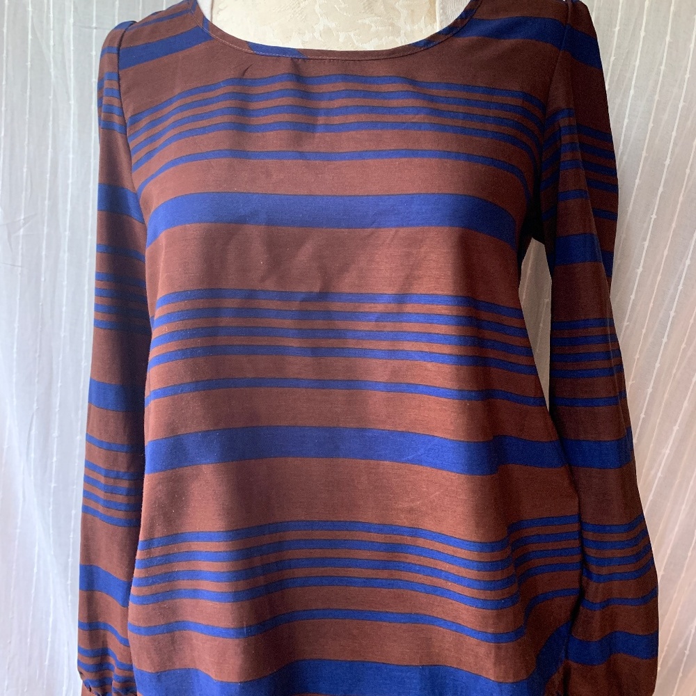 Blu Pepper Striped Shirt w/ Ruffle detail